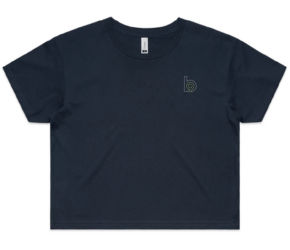 Sideline — Sturdy Crop Tee (Women's) — Navy Front